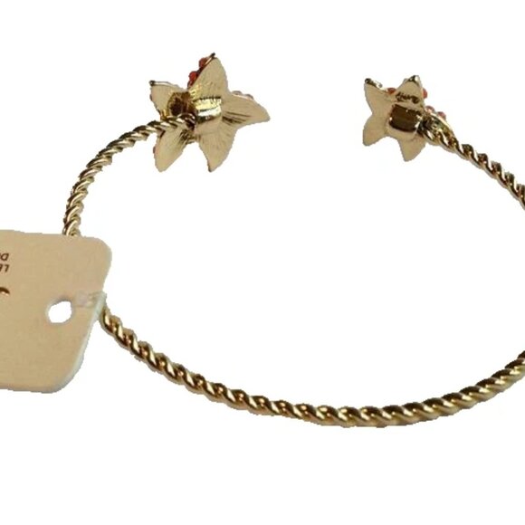 Coral Bead Starfish Cuff Cable Bracelet Nautical Beach Gold Plated Adjustable - Picture 10 of 10